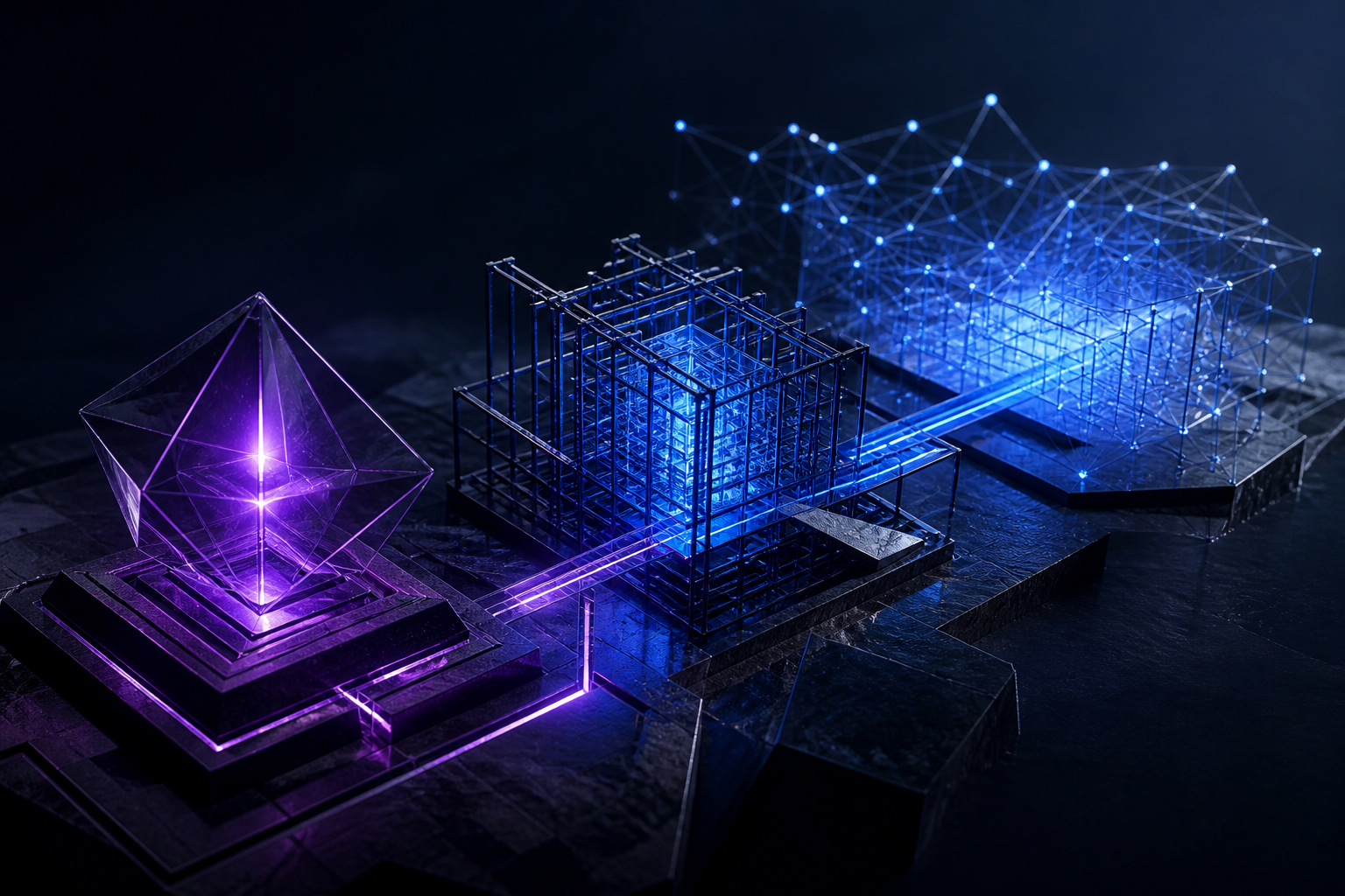 Connected technical system representing cloud, AI, and compute delivery